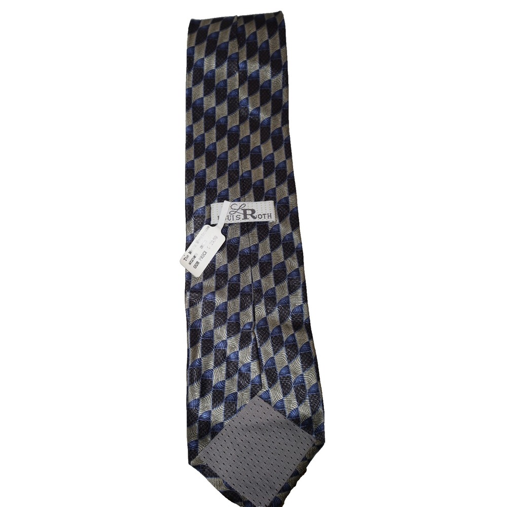 Louis & Roth Silk Tie Blue Geometric Pattern‎ Made In Italy - Picture 2 of 2